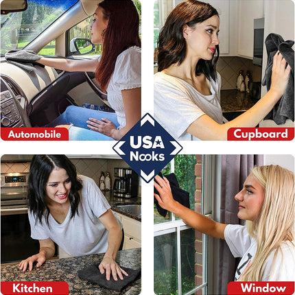 Microfiber Cleaning Cloth - 12Pcs 12.5X12.5 Inch High Performance - 1200 Washes, Ultra Absorbent Microfiber Towels for Cars Undercarriage, Rims and Engine Bay Cleaning -Microfiber Cloth