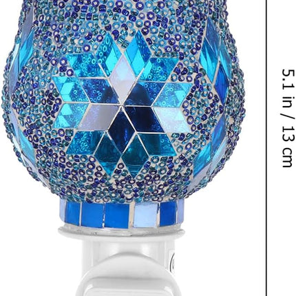 Wax Melt Warmer Mosaic Glass Plug in Fragrance Warmer Electric Candle Wax Warmer for Bedroom, Blue