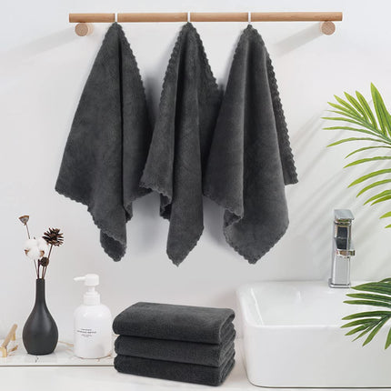 Microfiber Face Cloth Reusable Makeup Remover Facial Cleansing Towel Ultra Soft Face Washcloth 12Inchx12Inch 12 Pack Dark Grey