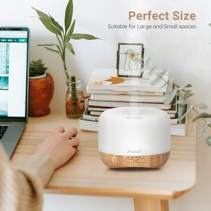 300Ml Essential Oil Diffuser, Quiet Aromatherapy Mist Diffusers for Essential Oils, Wood Grain, Ultrasonic, Remote Control, Timer, 7 Colors Light for Bedroom (300Ml)
