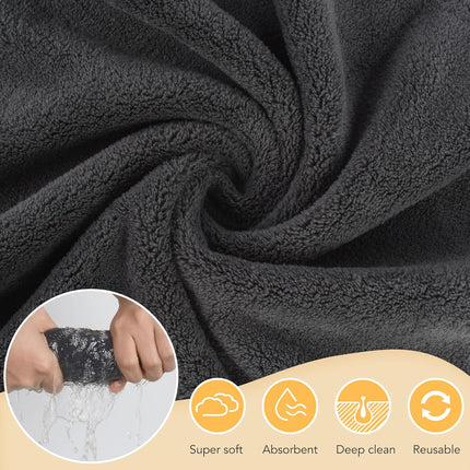 Microfiber Face Cloth Reusable Makeup Remover Facial Cleansing Towel Ultra Soft Face Washcloth 12Inchx12Inch 12 Pack Dark Grey
