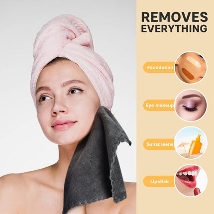 Microfiber Face Cloth Reusable Makeup Remover Facial Cleansing Towel Ultra Soft Face Washcloth 12Inchx12Inch 12 Pack Dark Grey