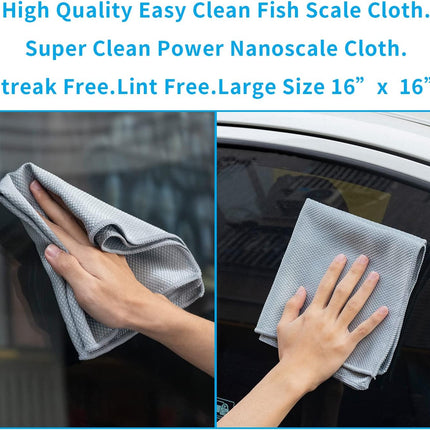 Nanoscale Cleaning Cloth,Easy Clean Fish Scale Microfiber Glass Cleaning Cloths Streak Free for Window Car Mirrors Windshield Lint Free Microfiber Polishing Cleaning All-Purpose Towel Pack of 6(Green)