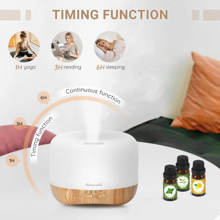 300Ml Essential Oil Diffuser, Quiet Aromatherapy Mist Diffusers for Essential Oils, Wood Grain, Ultrasonic, Remote Control, Timer, 7 Colors Light for Bedroom (300Ml)
