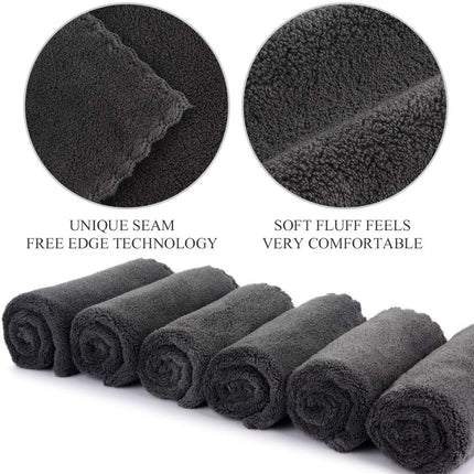 Microfiber Face Cloth Reusable Makeup Remover Facial Cleansing Towel Ultra Soft Face Washcloth 12Inchx12Inch 12 Pack Dark Grey