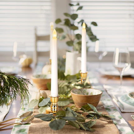 LED Flameless Flickering Taper Candles with Remote & Timer Warm Light Battery Operated Christmas Window Candle for Wedding Party Holiday Home Table Decoration (9 Packs,White+Gold Holder(A))…