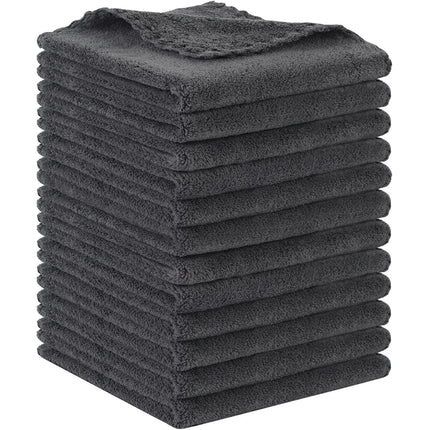 Microfiber Face Cloth Reusable Makeup Remover Facial Cleansing Towel Ultra Soft Face Washcloth 12Inchx12Inch 12 Pack Dark Grey