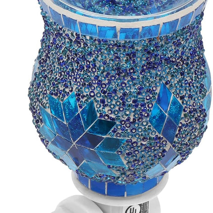 Wax Melt Warmer Mosaic Glass Plug in Fragrance Warmer Electric Candle Wax Warmer for Bedroom, Blue