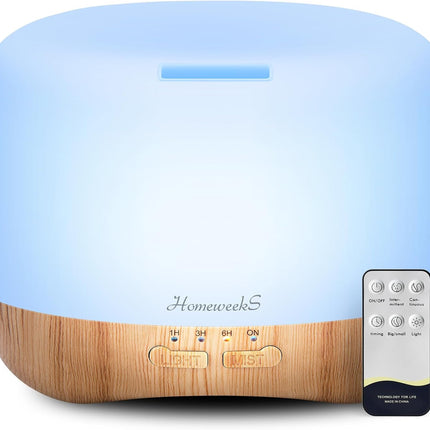 300Ml Essential Oil Diffuser, Quiet Aromatherapy Mist Diffusers for Essential Oils, Wood Grain, Ultrasonic, Remote Control, Timer, 7 Colors Light for Bedroom (300Ml)