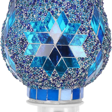 Wax Melt Warmer Mosaic Glass Plug in Fragrance Warmer Electric Candle Wax Warmer for Bedroom, Blue