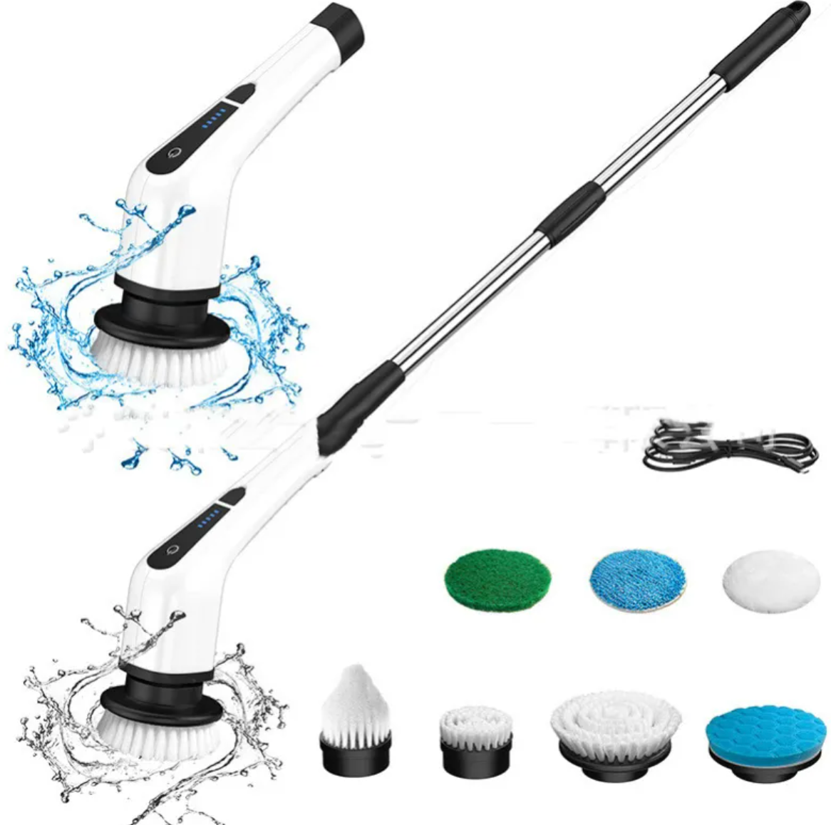 Electric Spin Scrubber Pro Kit – mini handheld scrubber with 5 interchangeable brush heads for corners and tight spaces