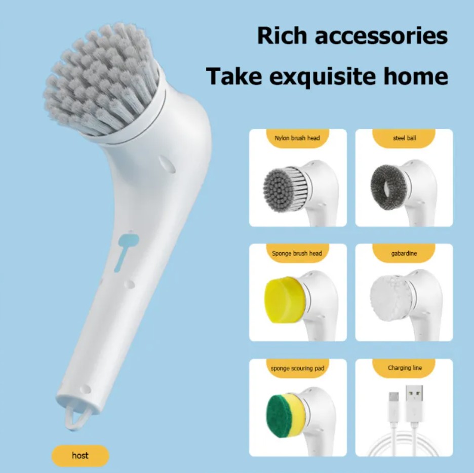 Mini Electric Handheld Scrubber – 5 Brush Heads