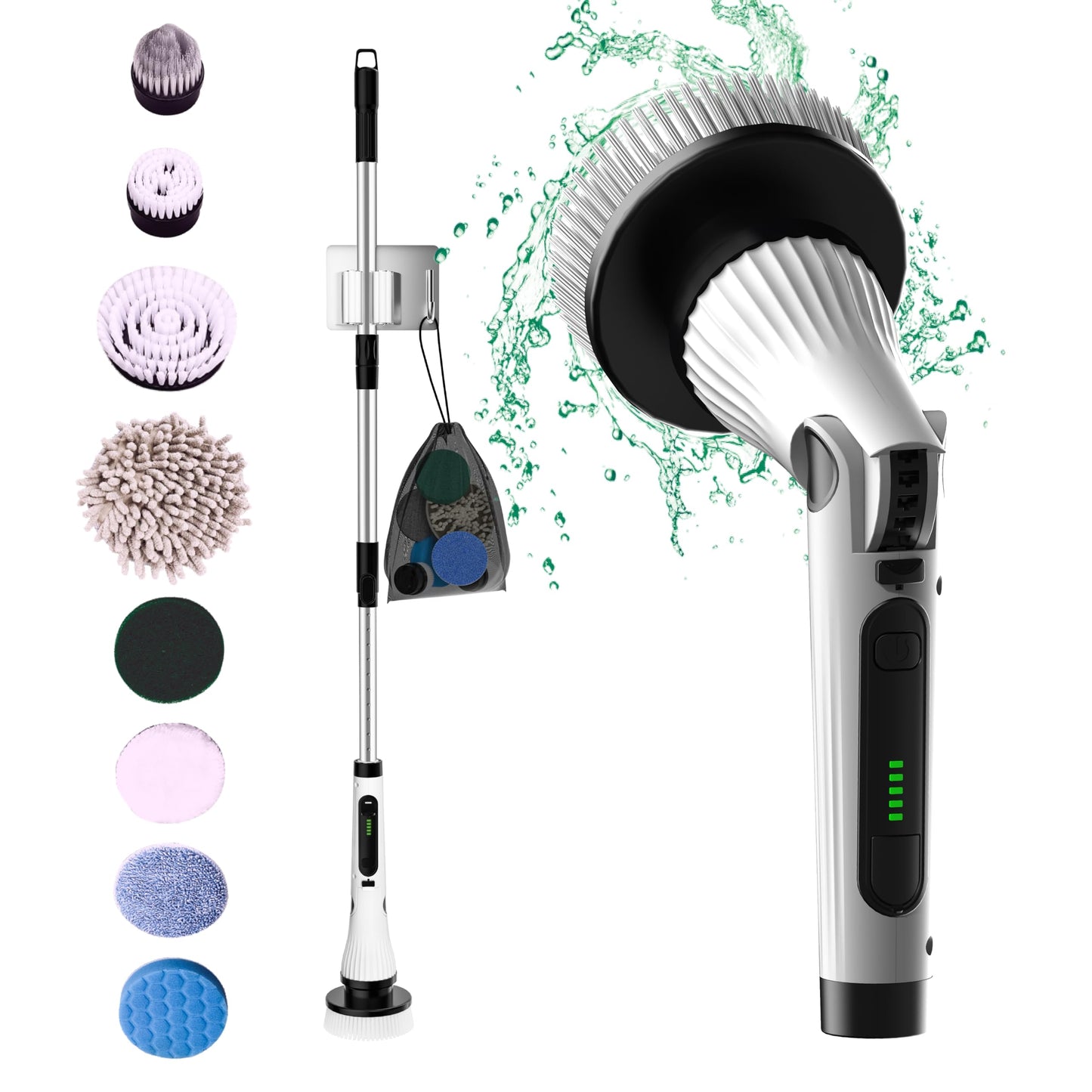 Cordless Electric Spin Scrubber – 9 Brush Heads | Clean Faster With Less Effort