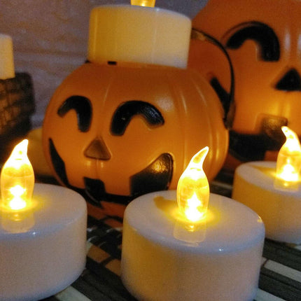 Tea Lights LED Tea Light Candles 200 Hours Pack of 50 Realistic Flickering Bulb Battery Operated Tea Lights for Seasonal Festival Celebration Electric Fake Candle in Warm Yellow