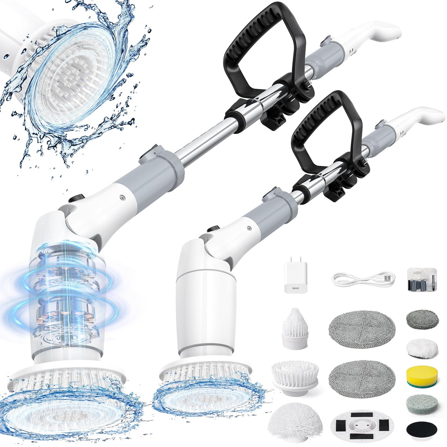 StarVal Cordless Electric Spin Scrubber – 9 Brush Heads | 550 RPM Deep Clean