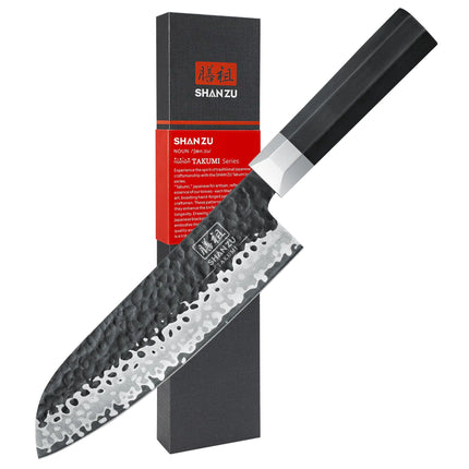 SHAN ZU Precision 7-Inch Santoku Chef’s Knife, 9Cr18MoV Steel